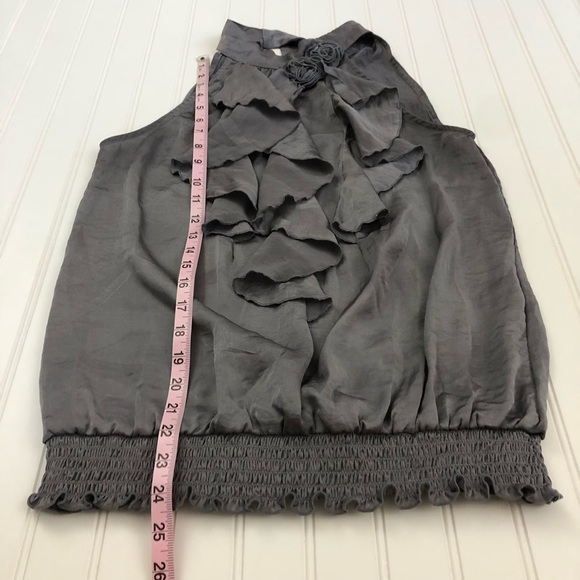 B•Design Gray Ruffle Tie Blouse - Picture 8 of 10